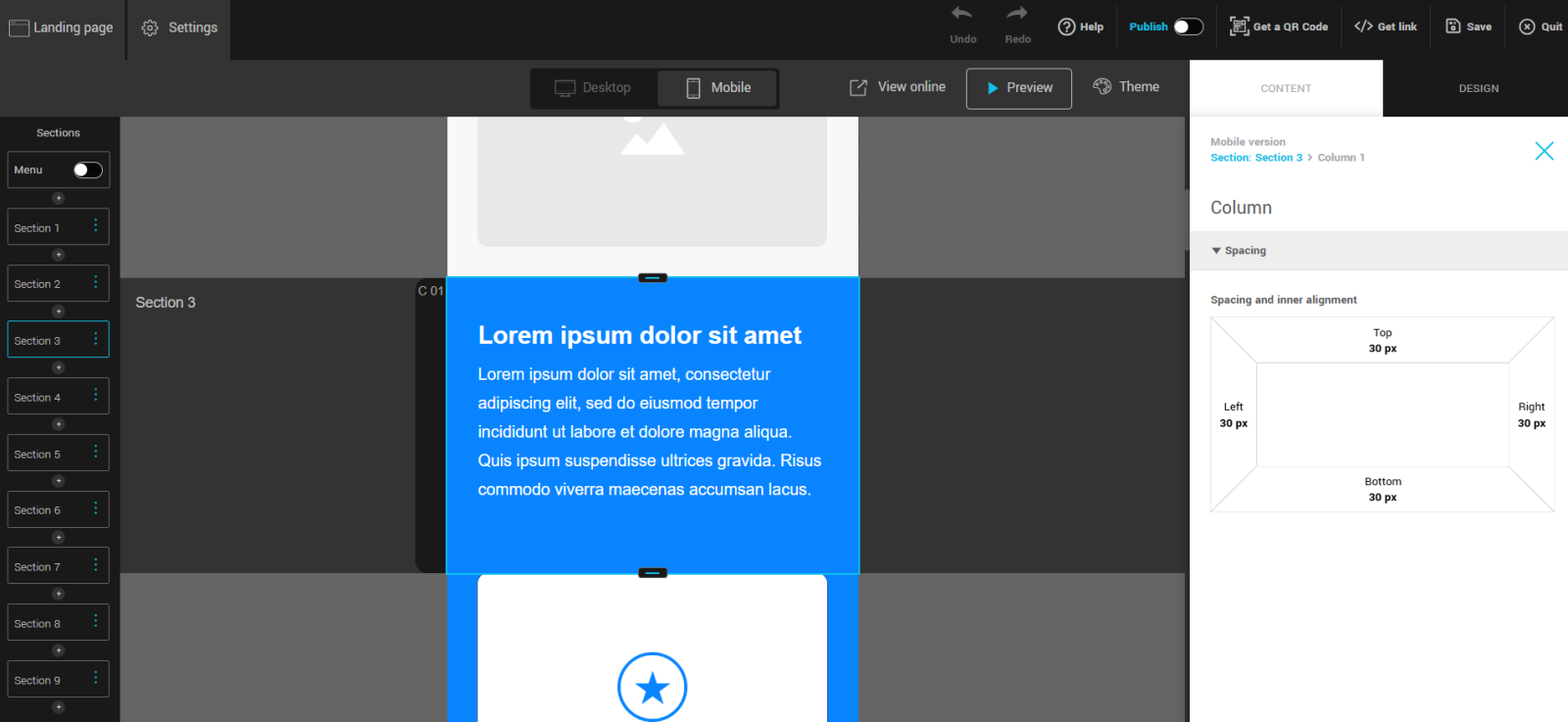 Mobile spacing