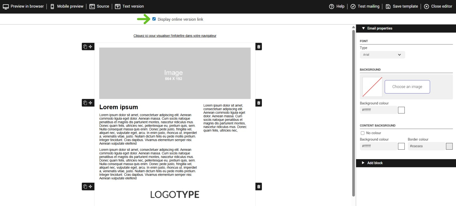 Display online version link