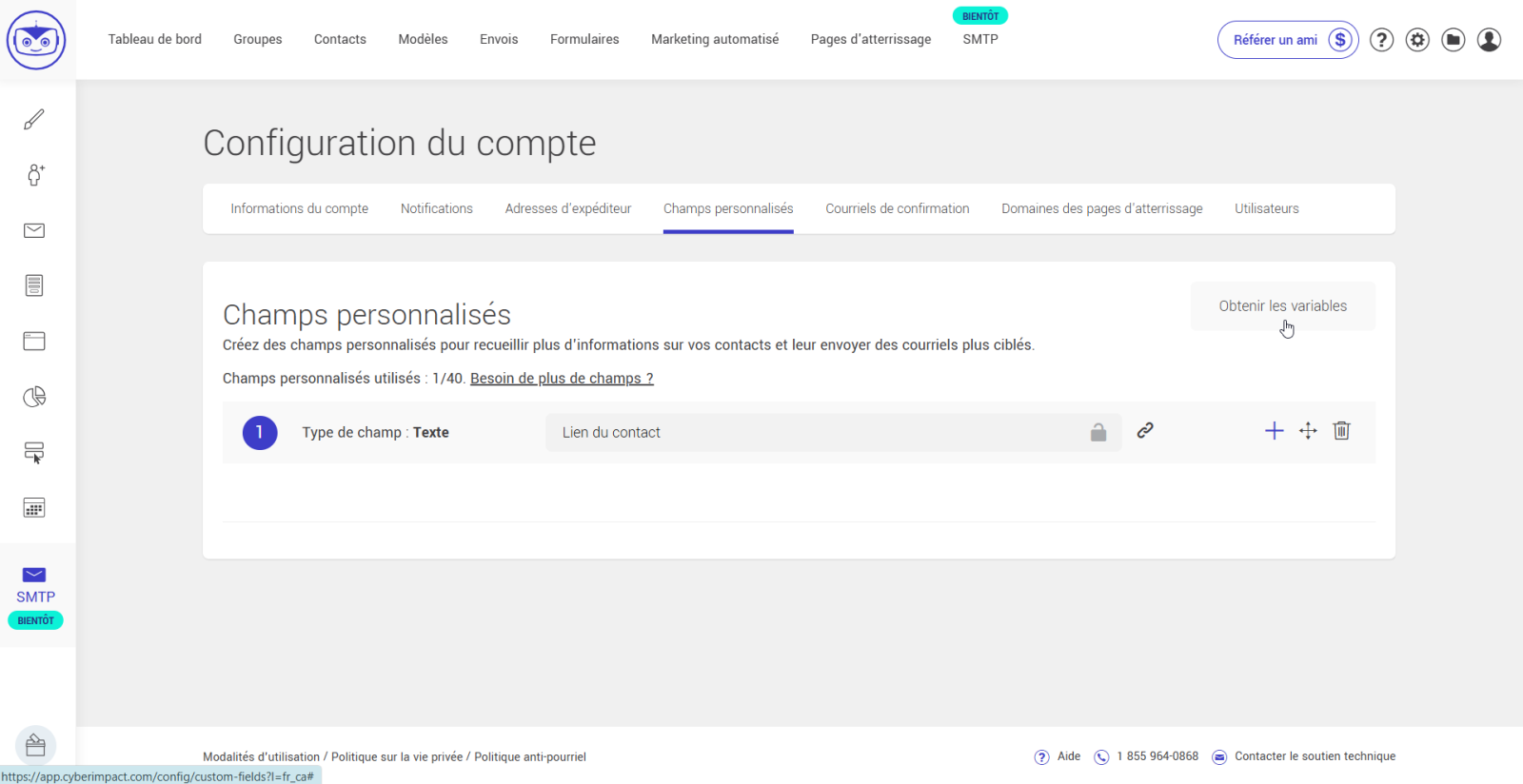 Obtenir les variables bouton
